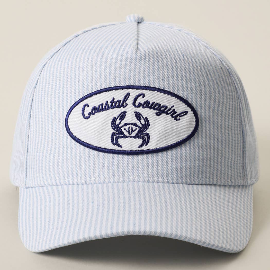 Coastal Cowgirl Crab Patch Seersucker Stripe Trucker Hat