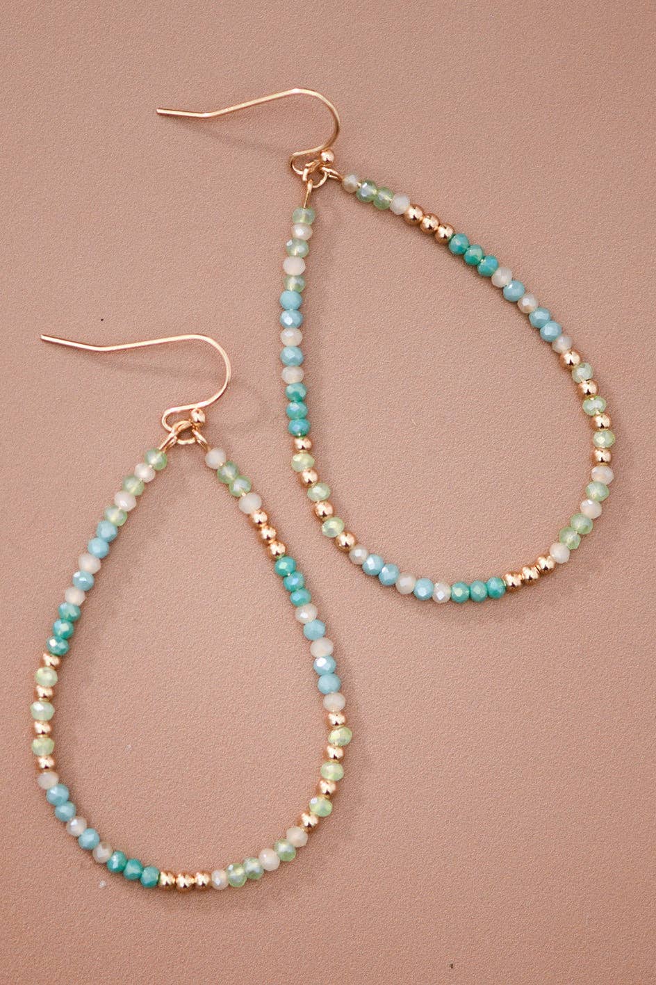 Blue Green Glass Crystal Teardrop Earrings – 8078