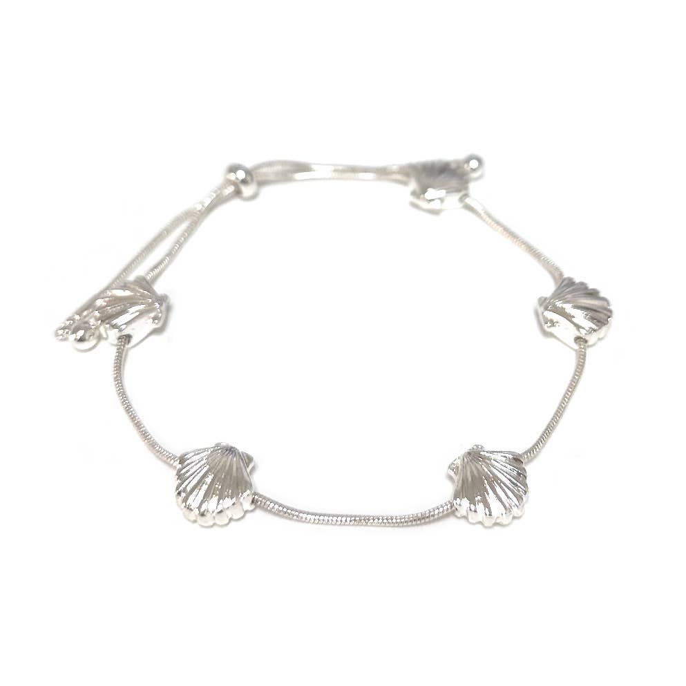 Sea Shell Charm Statement Cobra Chain Pull Tie Bracelet