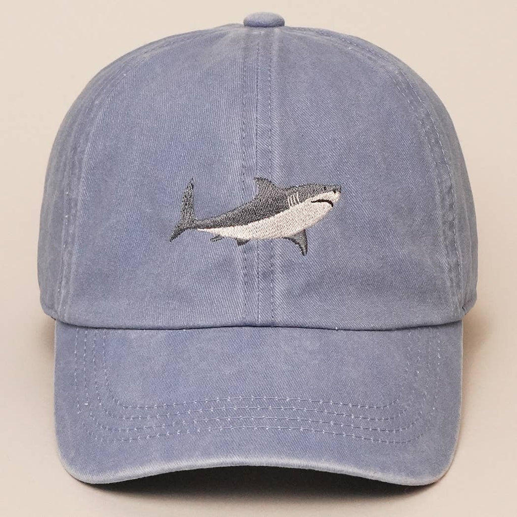 Shark Embroidered Cotton Baseball Dad Cap
