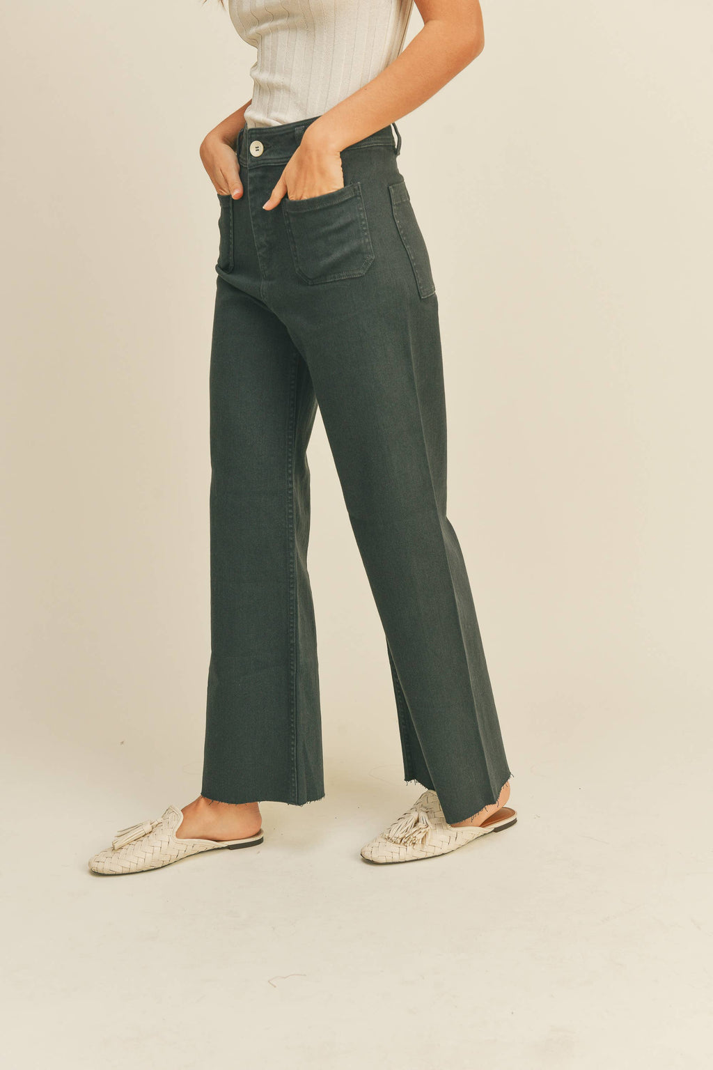MMP1913   STRAIGHT WIDE LEG PANTS WITH FRONT POCKET