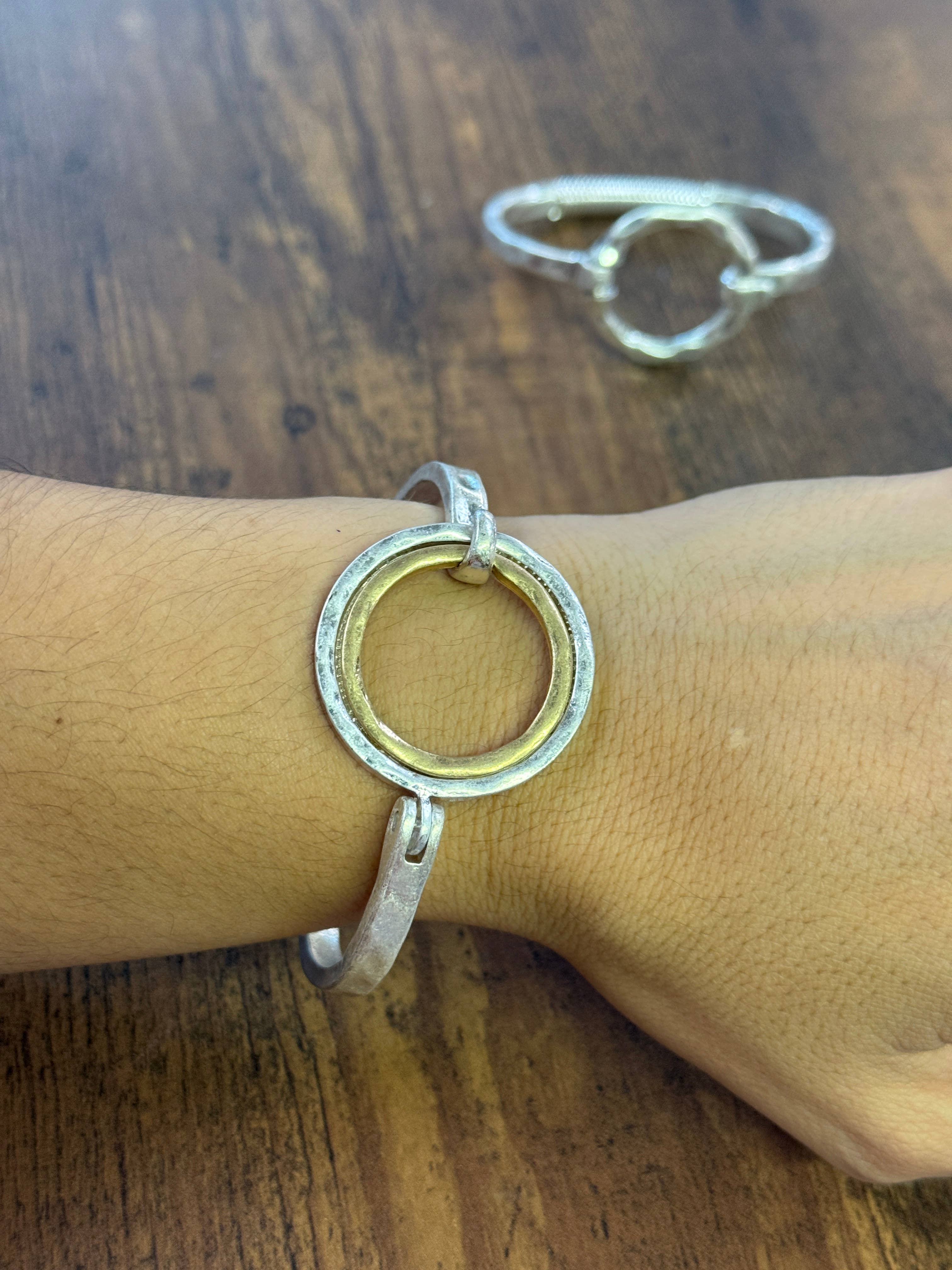 Two Tone Hammered Full Circle Cuff