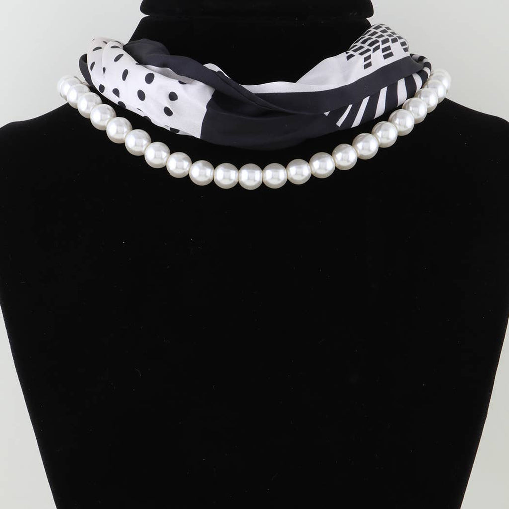 Double Fabric Stone Beaded Choker Necklace