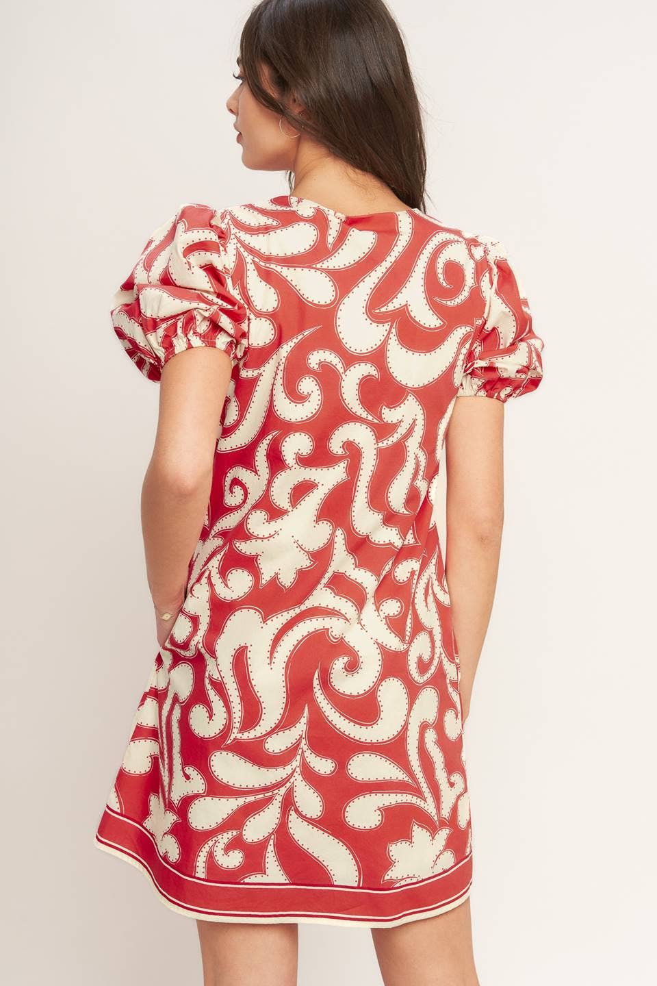 A printed woven mini dress - ID23446