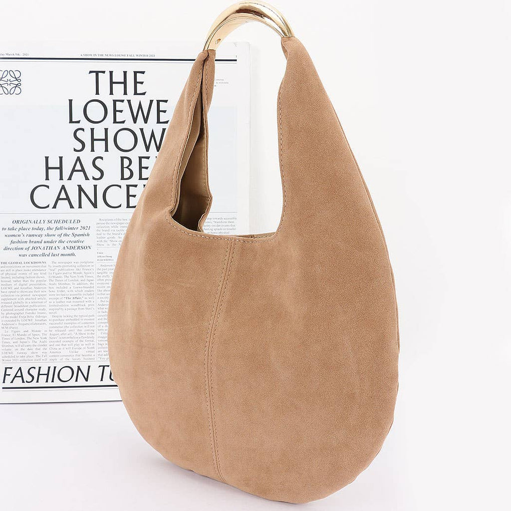 Faux Suede Leather Hobo Bag