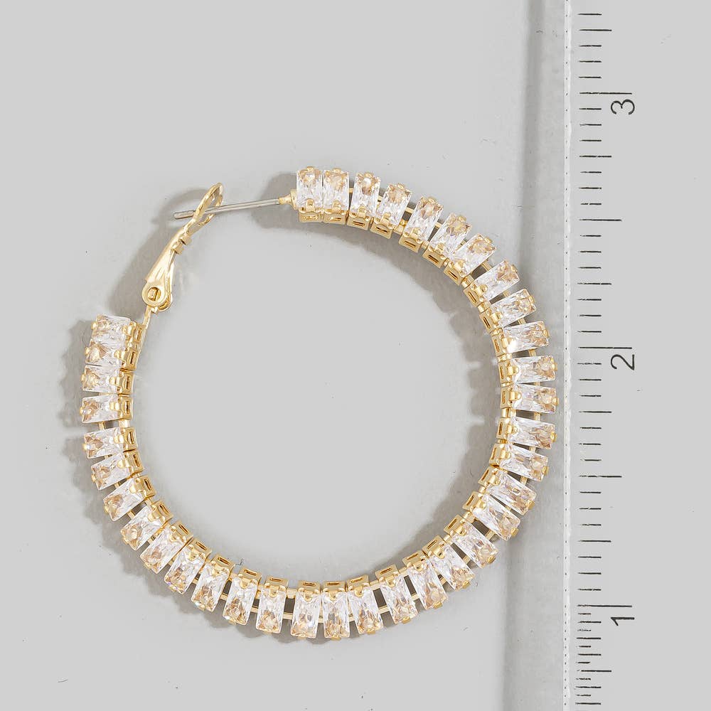 Baguette Cz Hoop Earrings