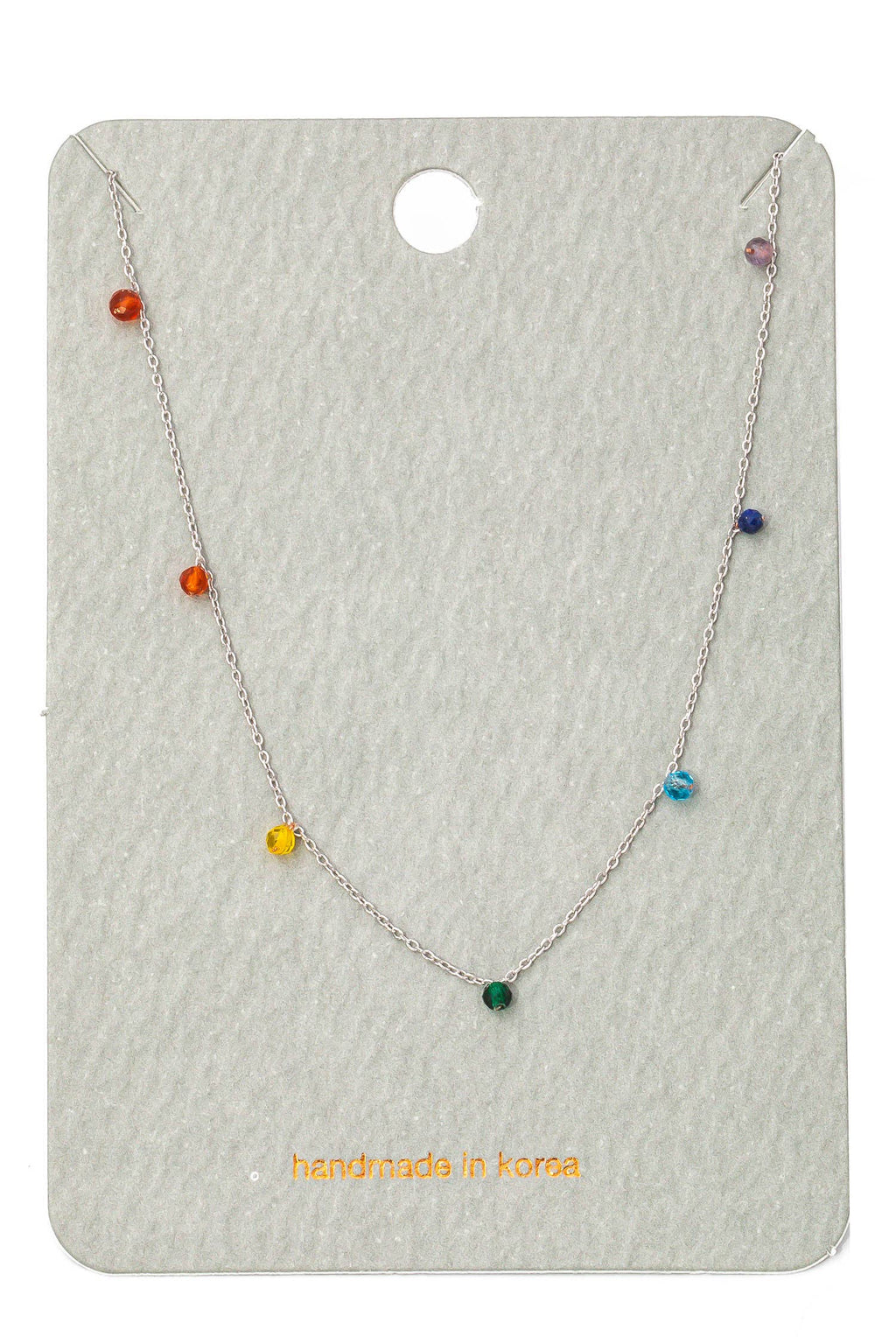 Mini Rainbow Beaded Charm Necklace