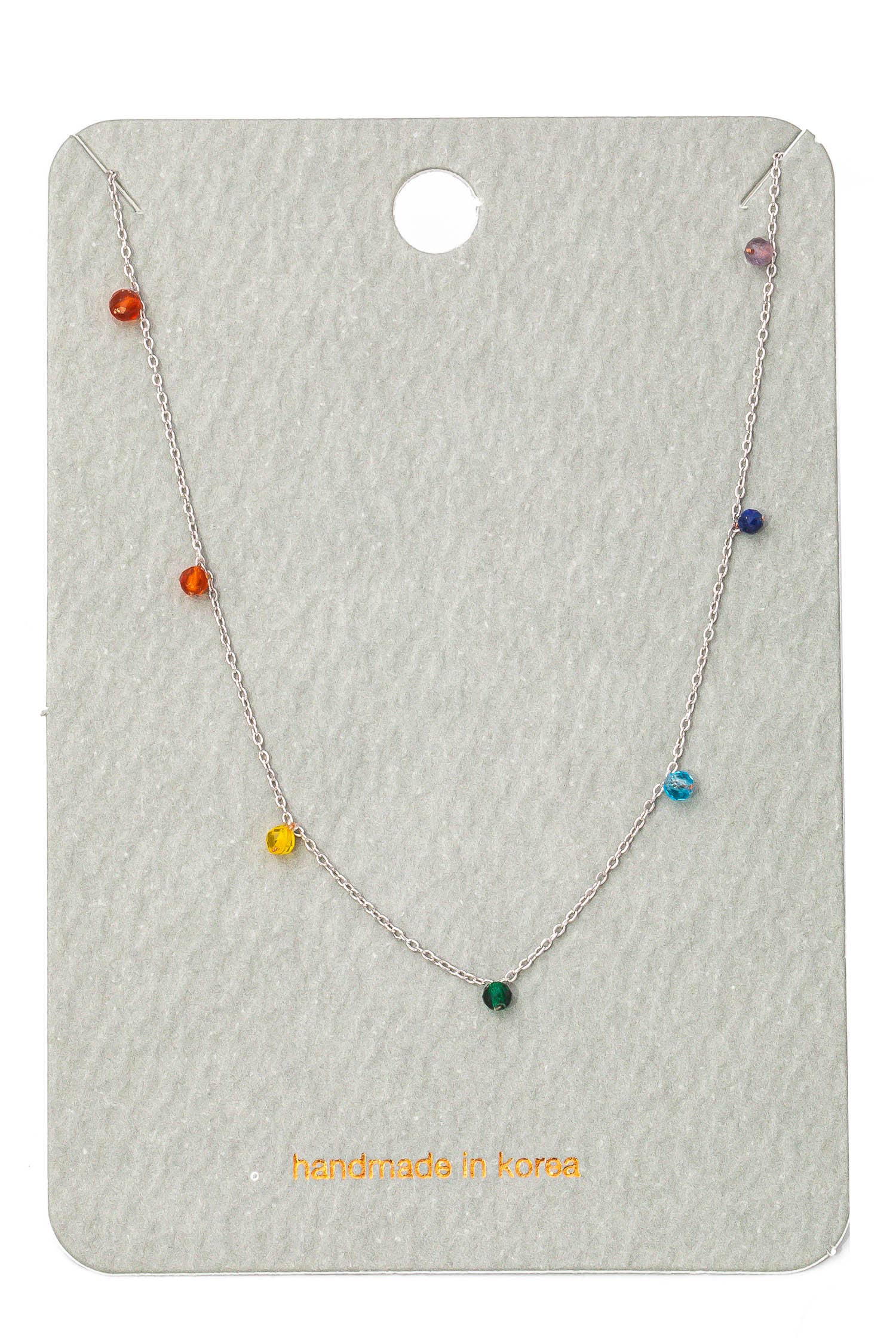 Mini Rainbow Beaded Charm Necklace