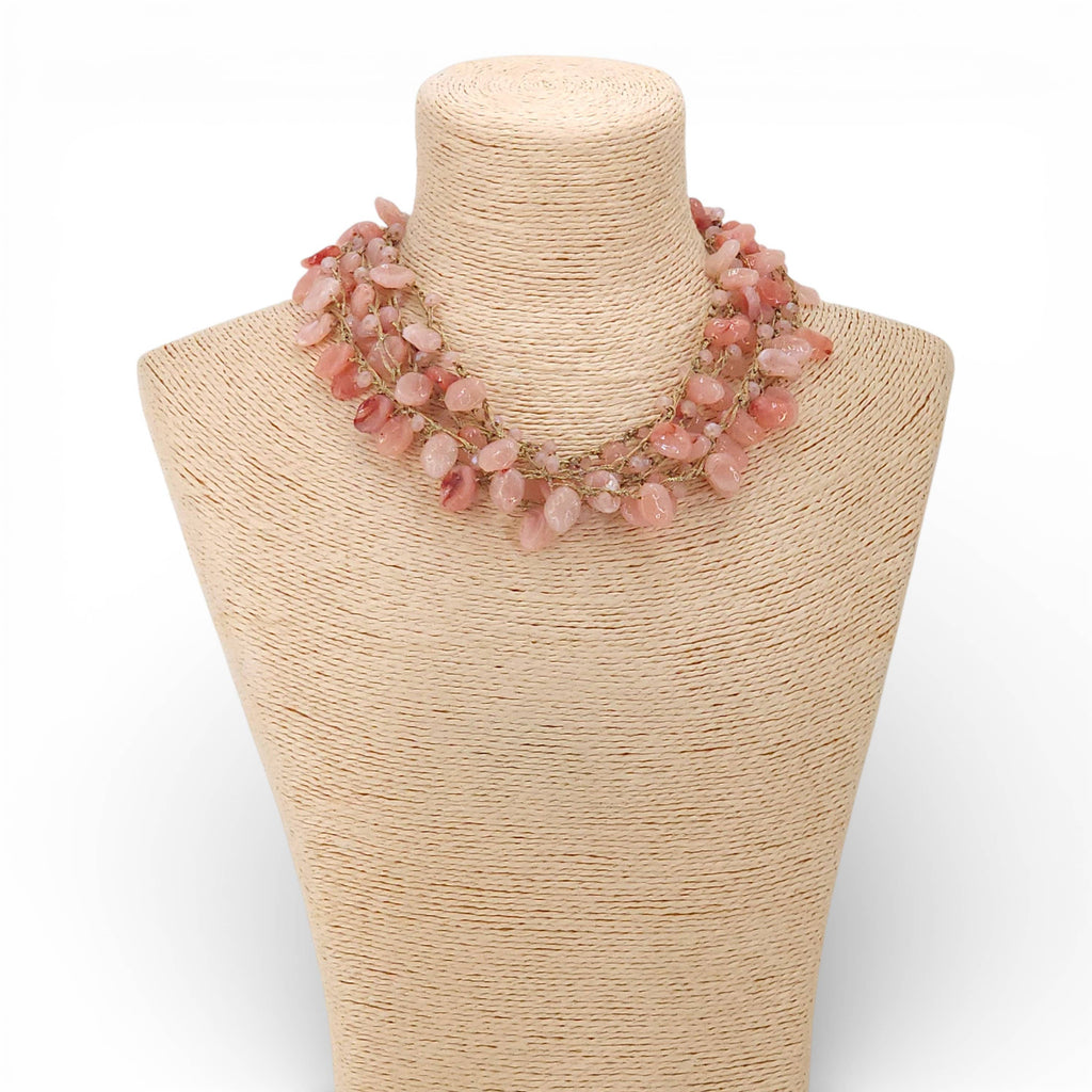 Pink Beaded Collar Necklace | Coastal Statement Jewelry