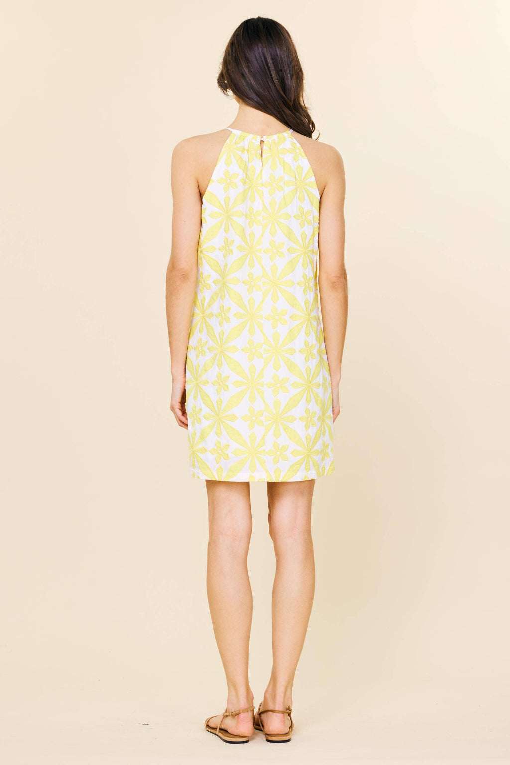 Embroidered Halter Mini Dress