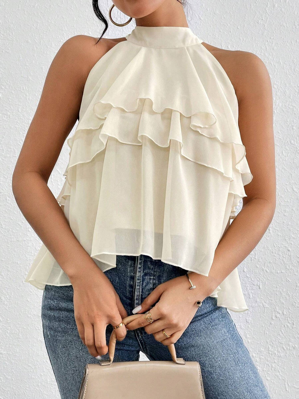 Solid Color Neck Hanging Top