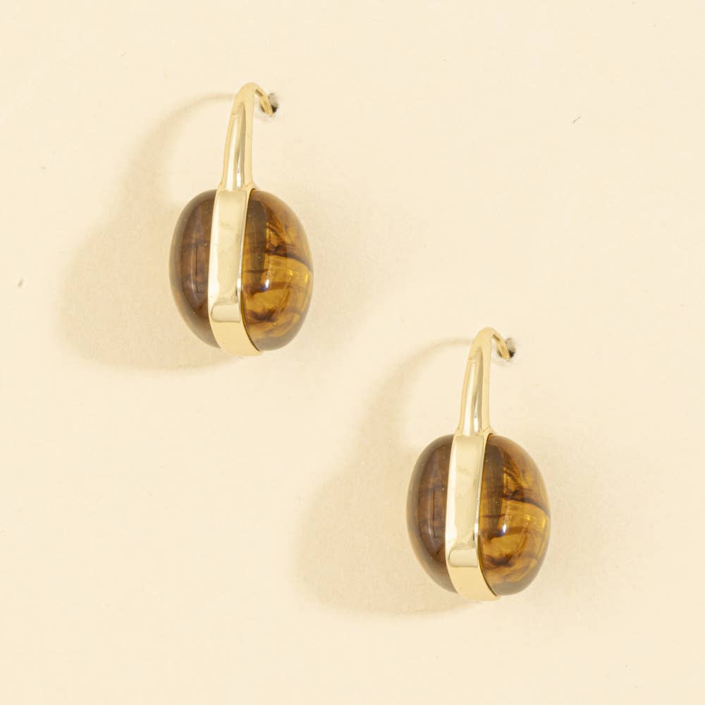 Tortoise Oval Cabochon Drop Earrings