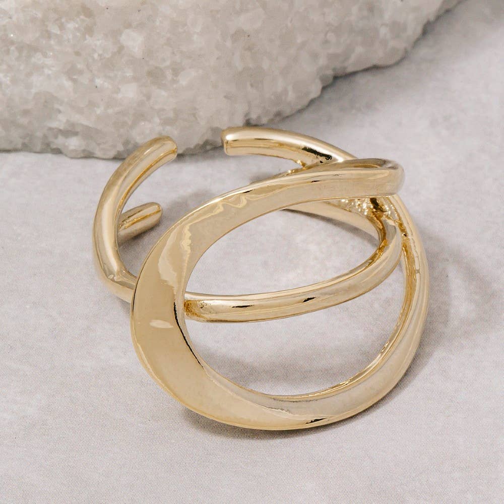 Abstract Wrap Around Open Band Ring