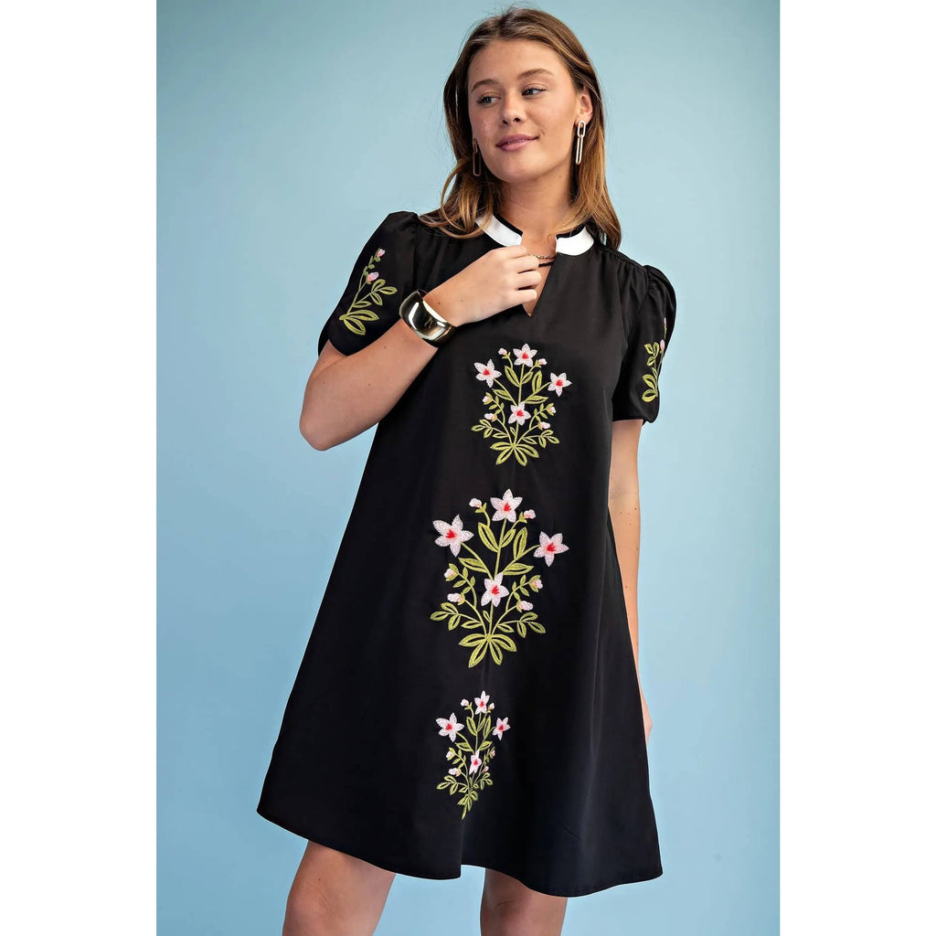 NEW Floral Embroidered V-Neck Dress