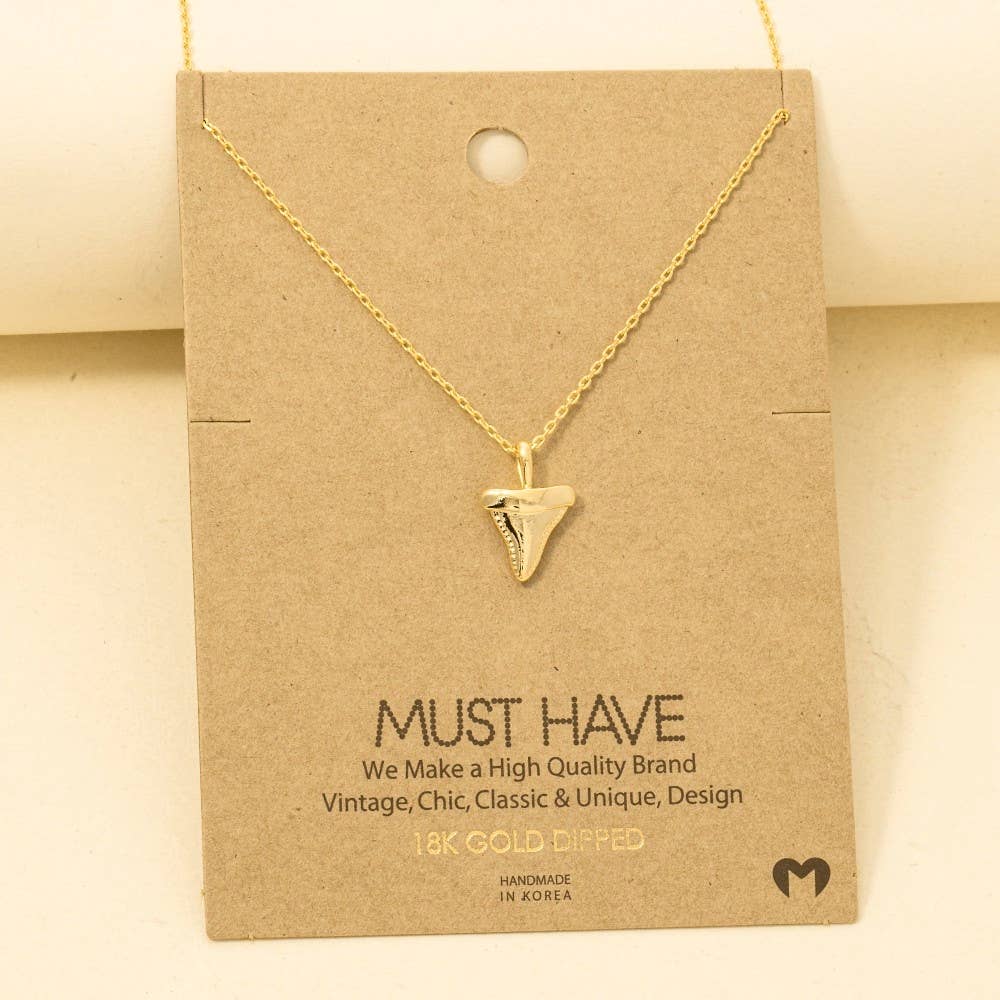 Gold Dipped Shark Tooth Pendant Necklace