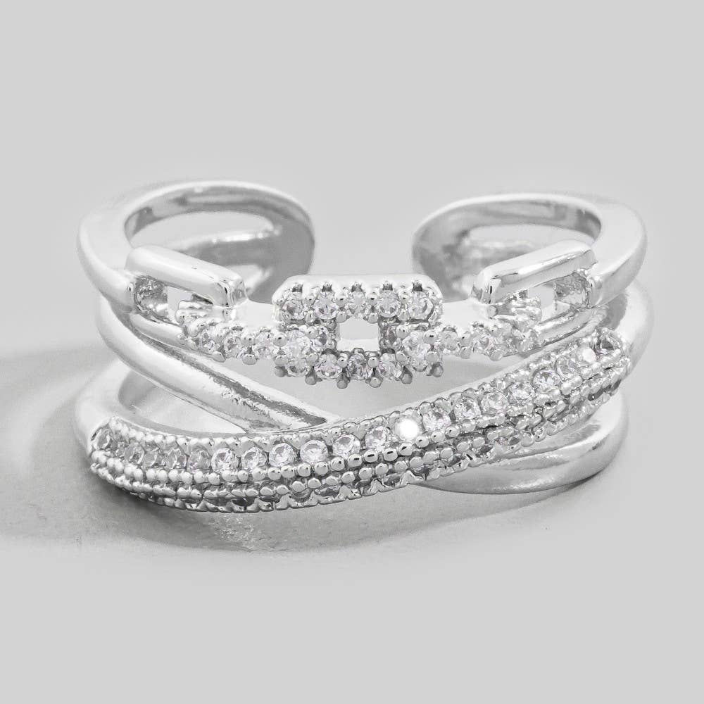 Three Row Twist Cz Ring