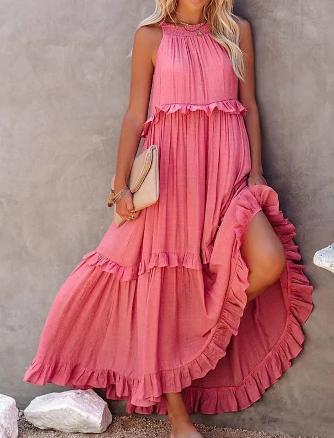 Ruffled Sleeveless Maxi Dress