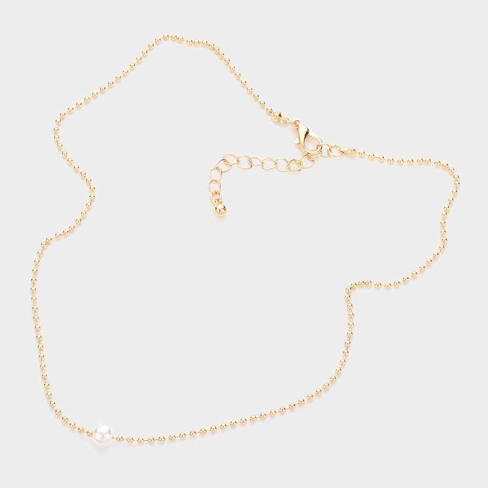 Pearl Accented Metal Ball Necklace