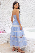 Striped Floral Lace Tube Dress