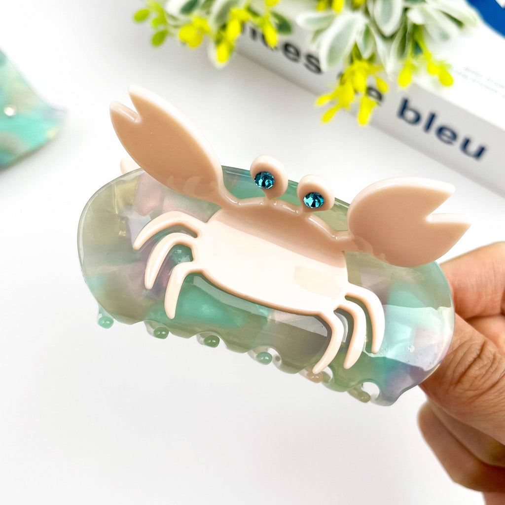 Ocean-Inspired Acetate Claw Clip, Crab & Fish Hair Clip