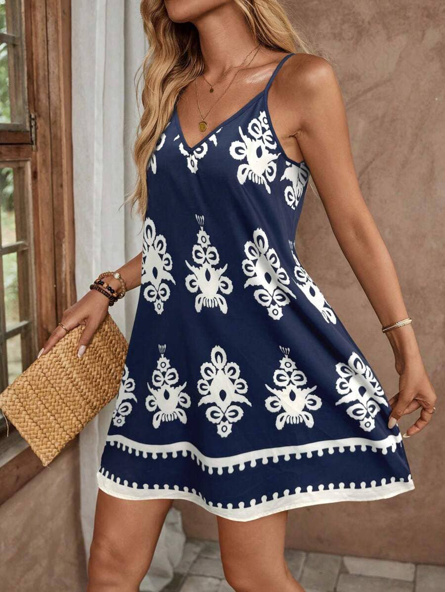 Boho Ethnic Prints Slip Mini Dress