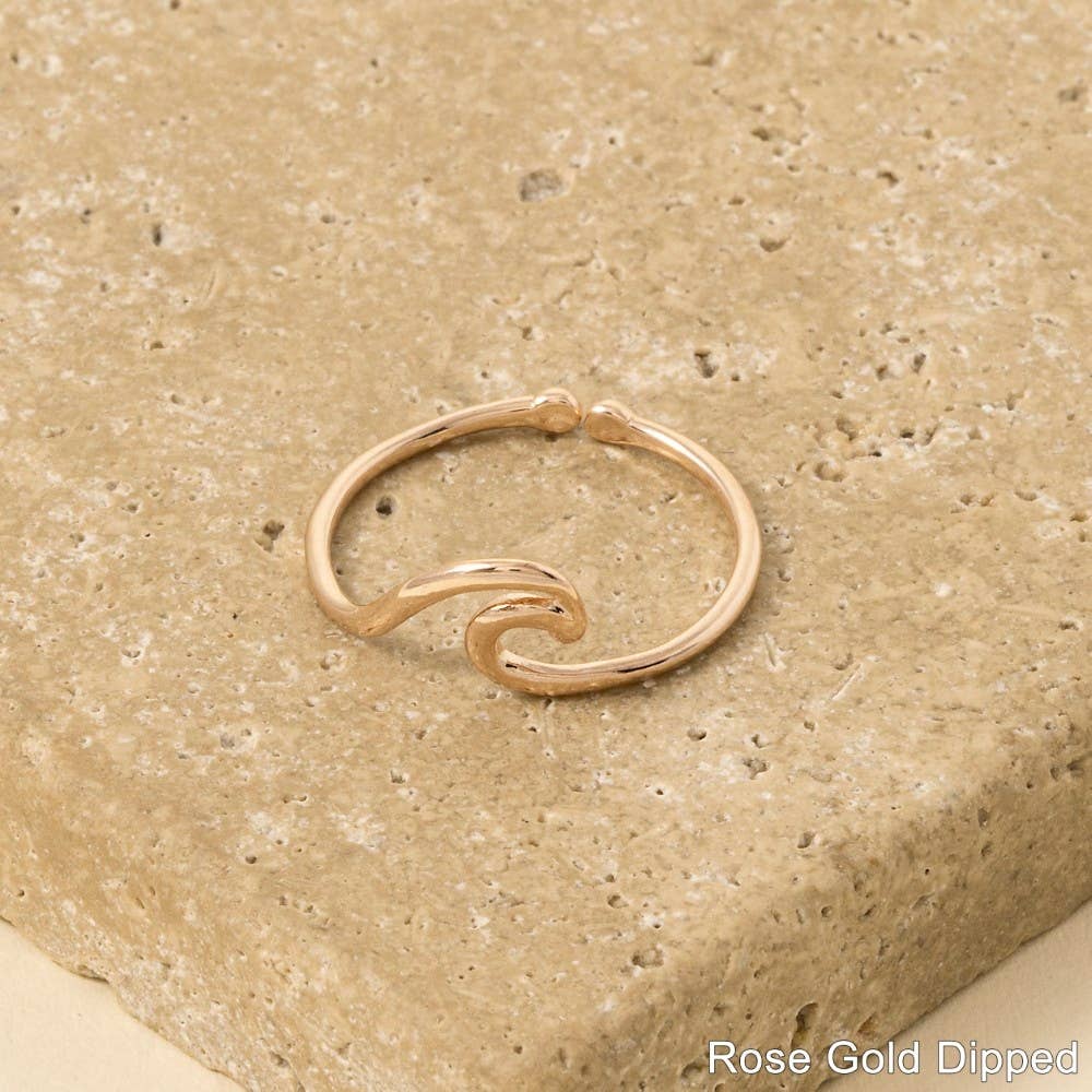 Gold Dipped Wave Cutout Adjustable Ring