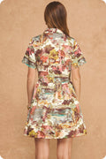 Cottage Garden Short Sleeve Shirt Mini Dress