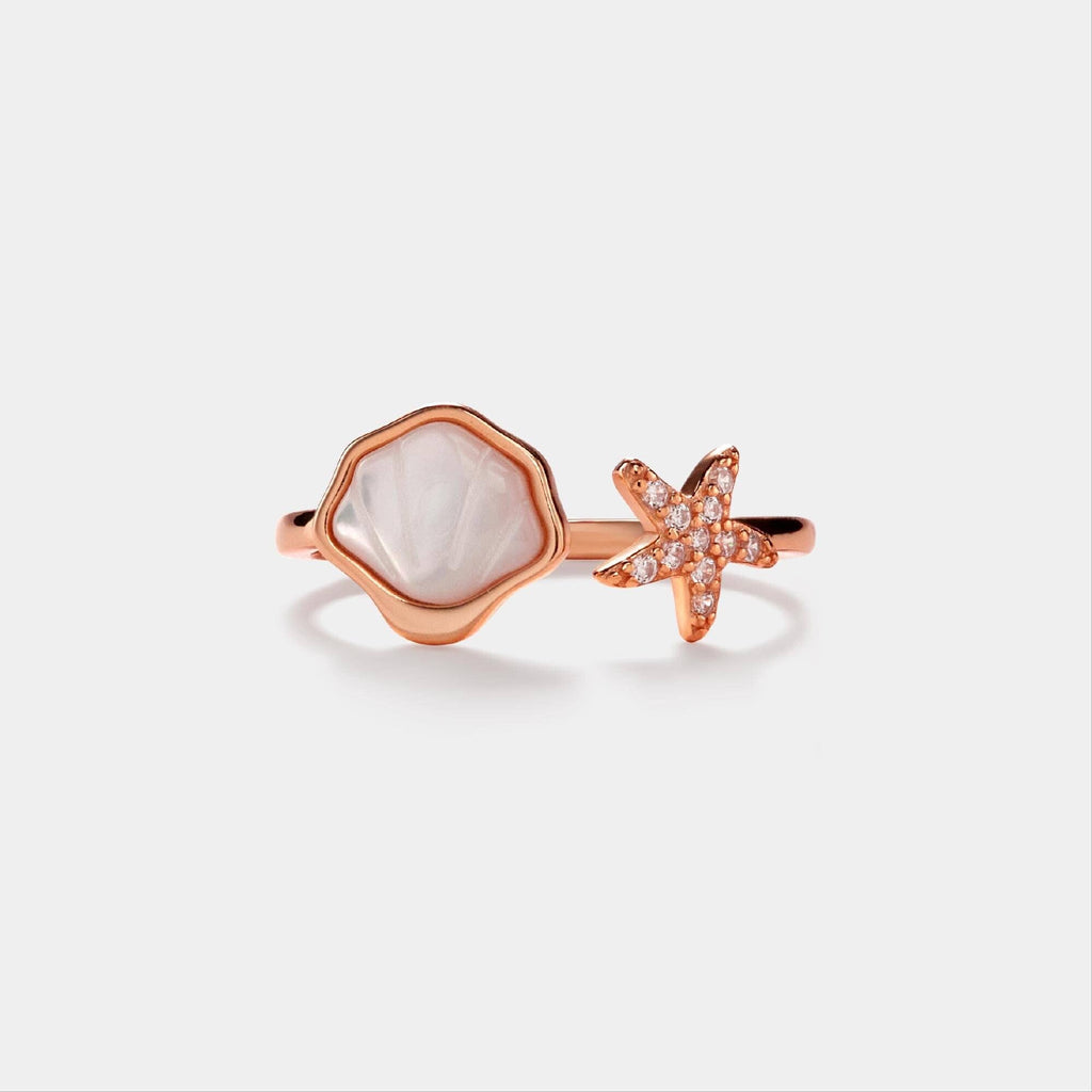 Mother of Pearl Shell Starfish Ring in 925 Sterling Silver