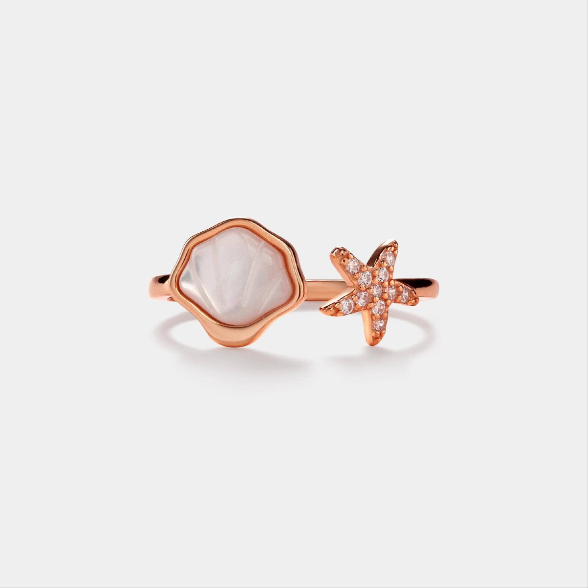 Mother of Pearl Shell Starfish Ring in 925 Sterling Silver