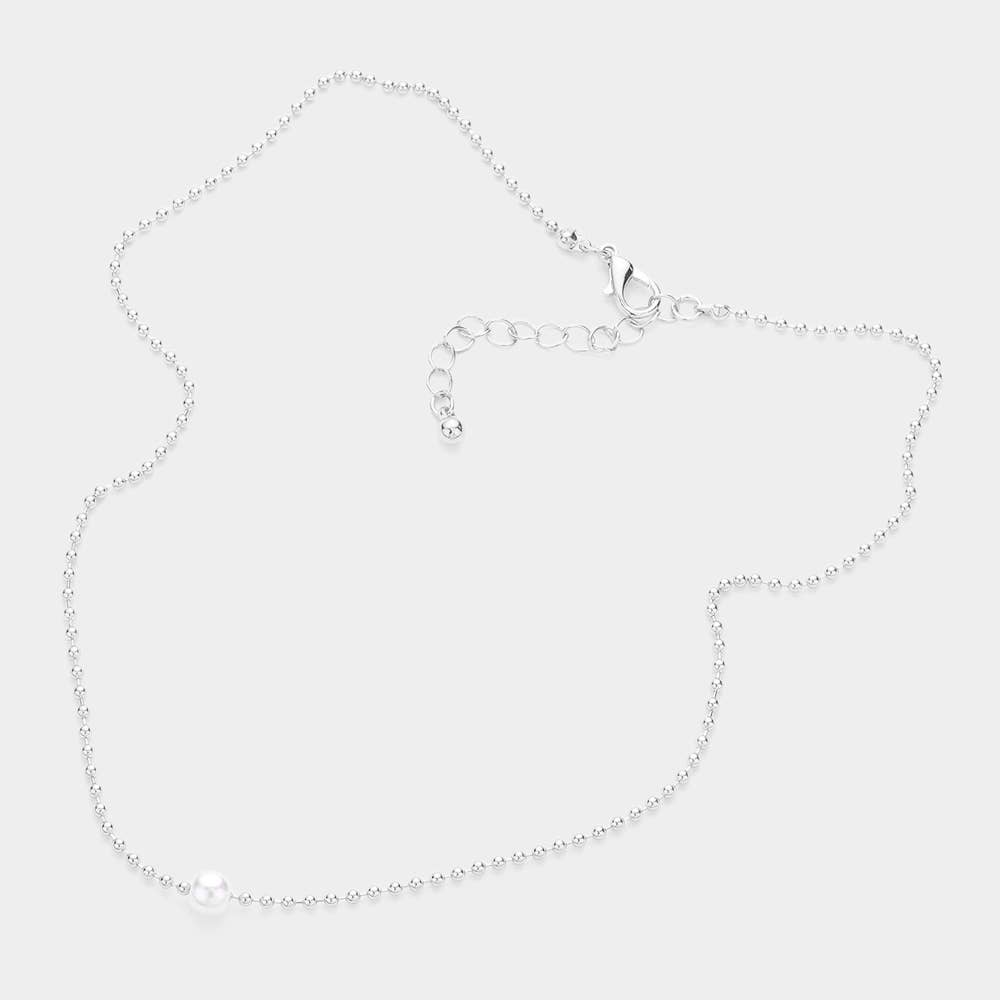 Pearl Accented Metal Ball Necklace
