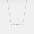 Ocean Wave Horizontal Charm Necklace in 925 Sterling Silver