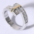 Two-Toned Cross Over Cubic Zirconia Rings