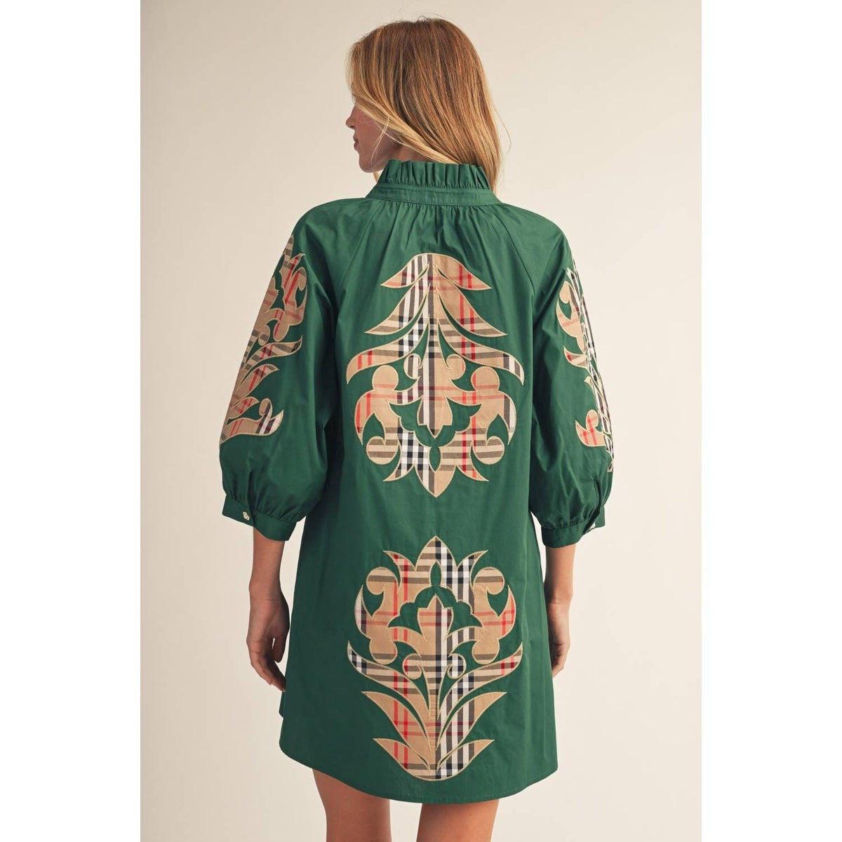 NEW Check Pattern Baroque Applique Dress