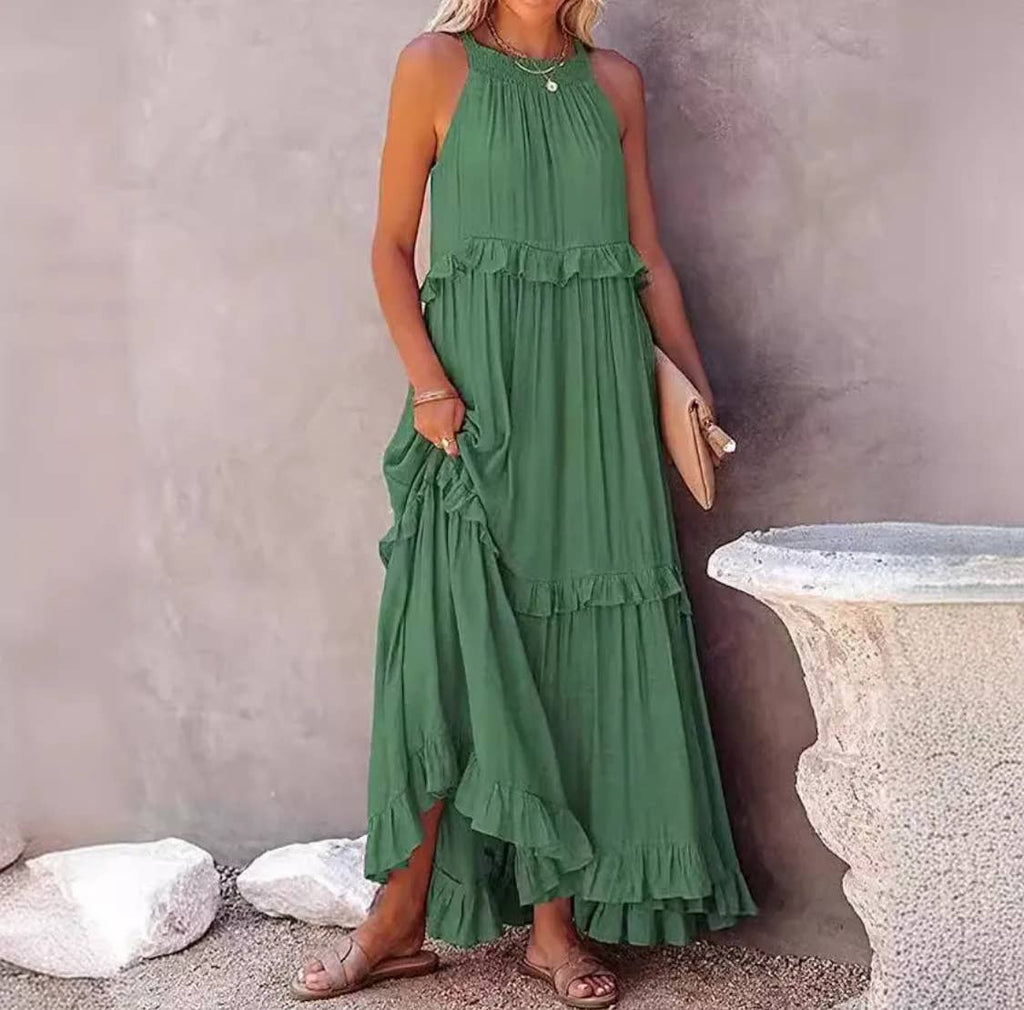 Ruffled Sleeveless Maxi Dress
