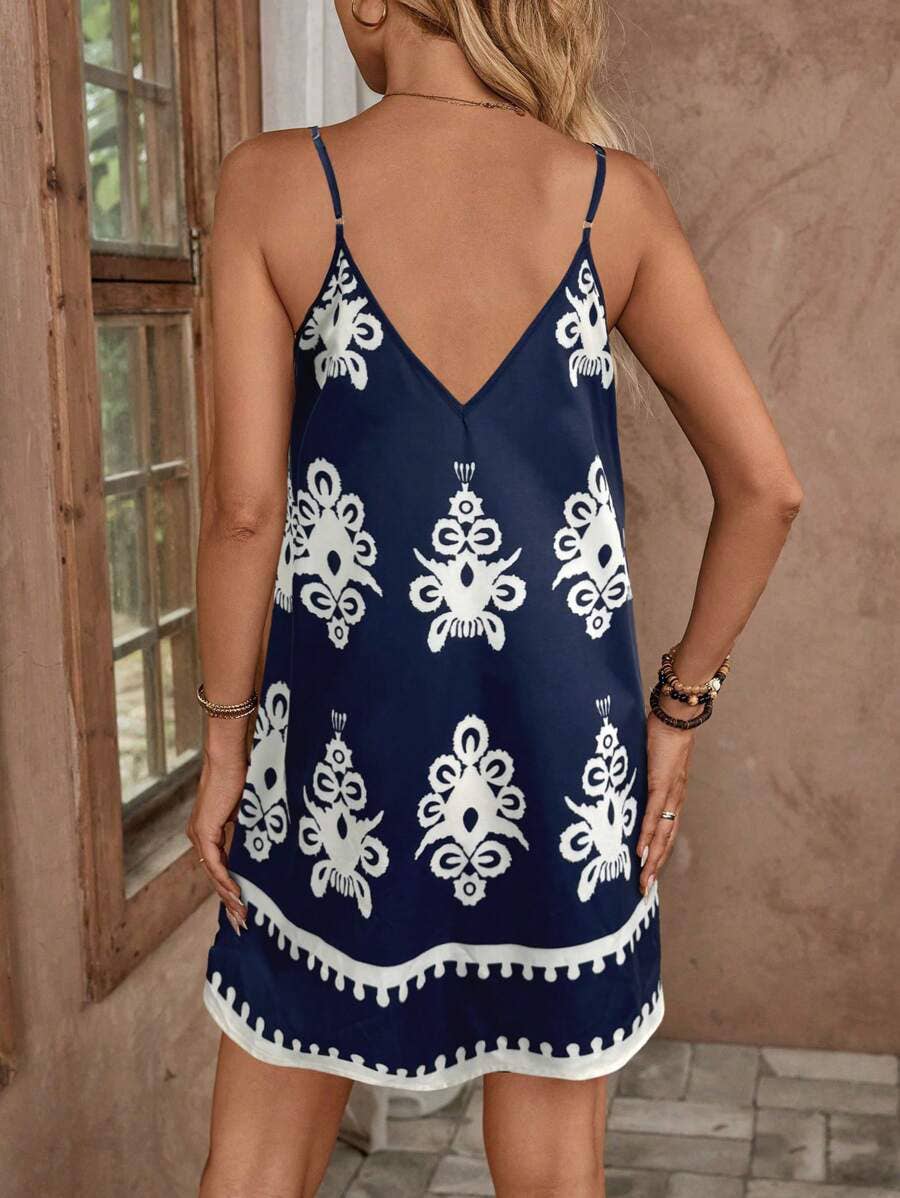 Boho Ethnic Prints Slip Mini Dress