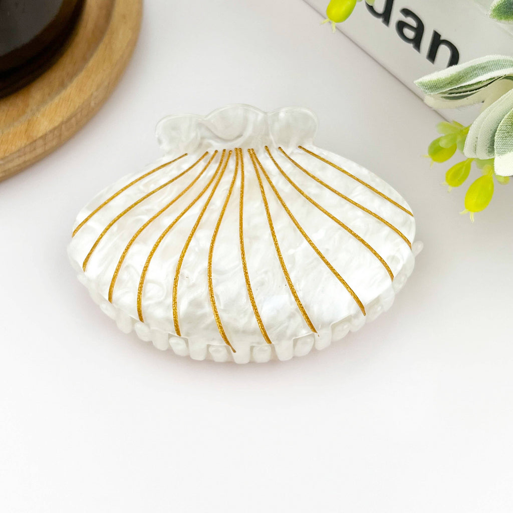 Vintage White Shell Hair Claw Clip, Elegant Hair Clip