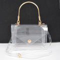 Transparent Metal Handle Flap Clutch