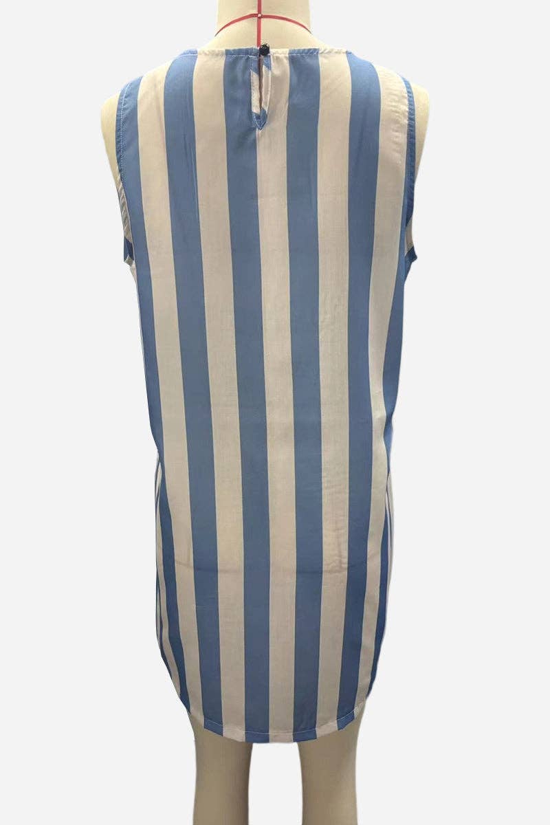 Striped Sleeveless Casual Shift Dress