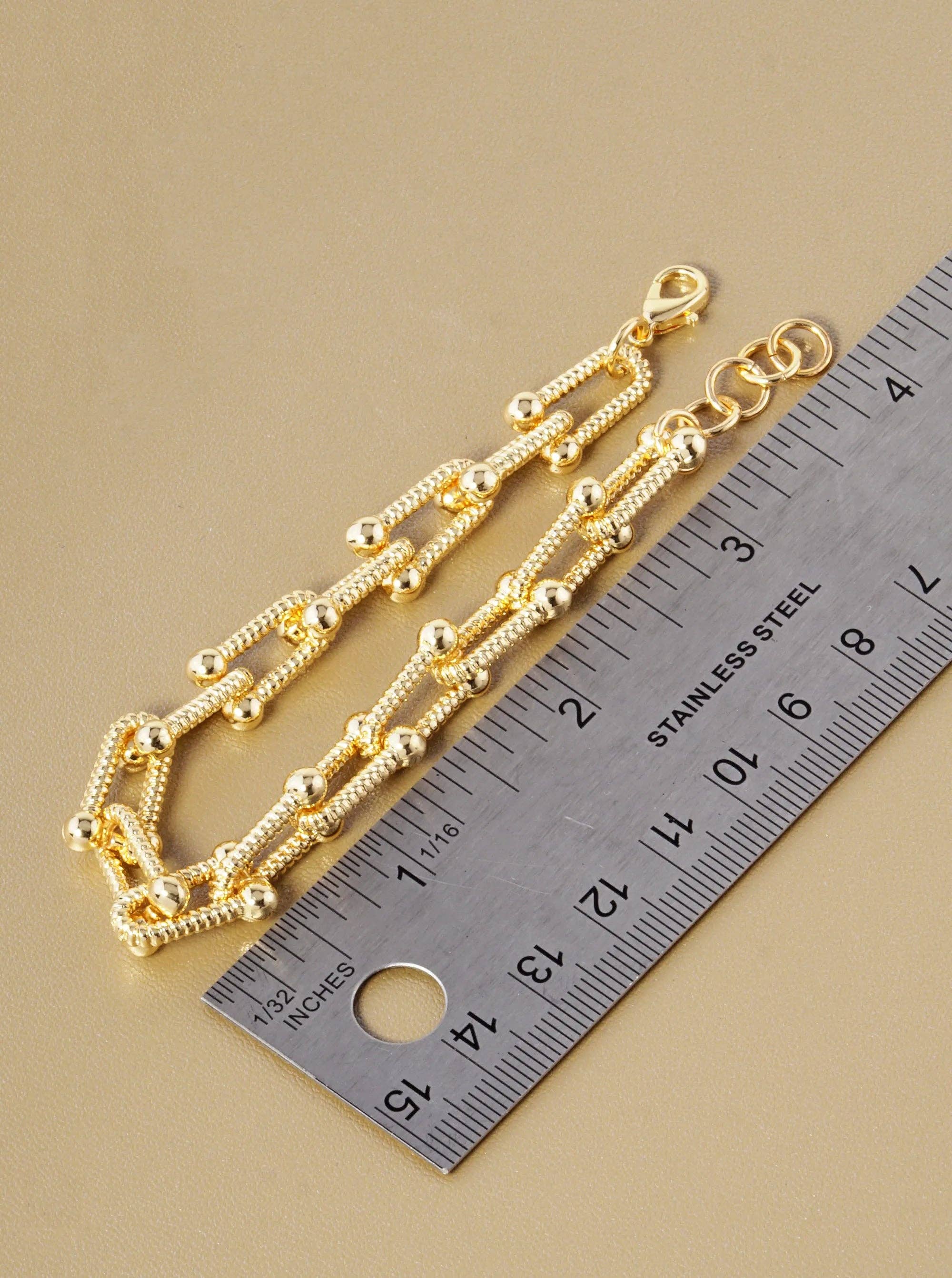 18K Gold Dipped Designer Inspired Brass Chain Bracelet