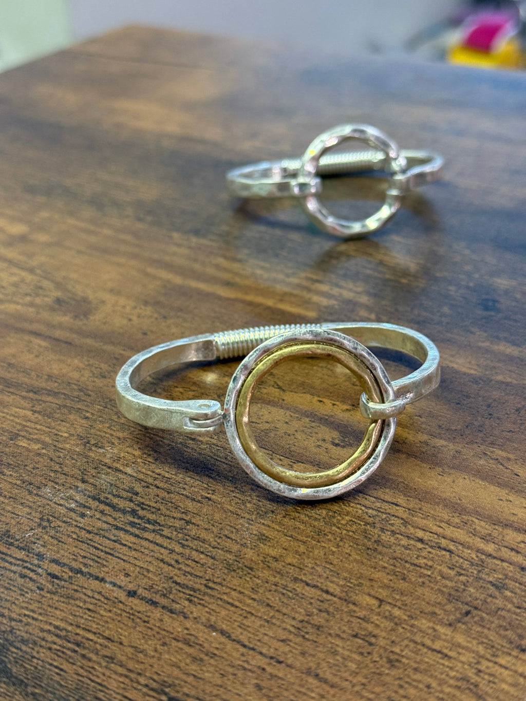 Two Tone Hammered Full Circle Cuff