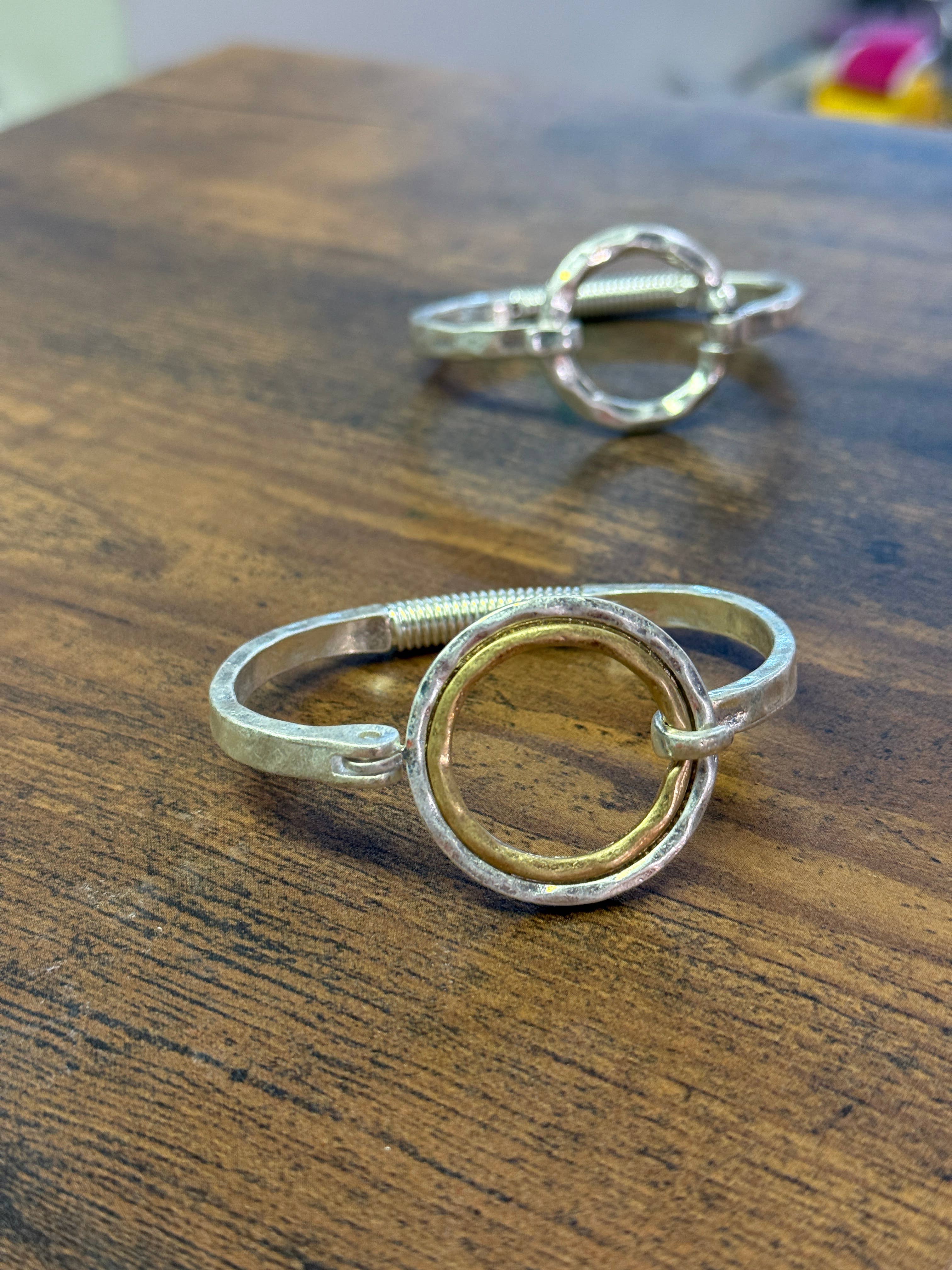 Two Tone Hammered Full Circle Cuff