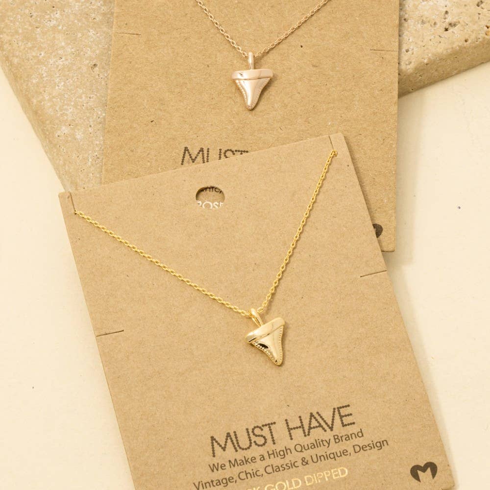 Gold Dipped Shark Tooth Pendant Necklace