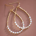 Opal Stone Beaded Teardrop Wire Earrings - 7275