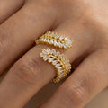 Cz Leaf Vine Open Ring