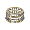 Grey Crystal and Gold Set of 5 Stretch Bracelets