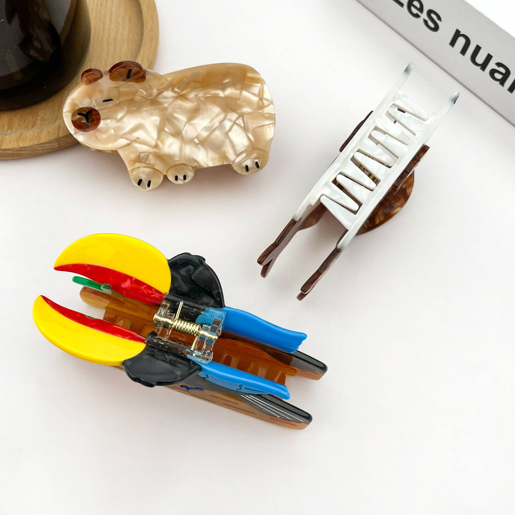 Animal Acetate Hair Claw Clip, Parrot, Capybara, Kangaroo