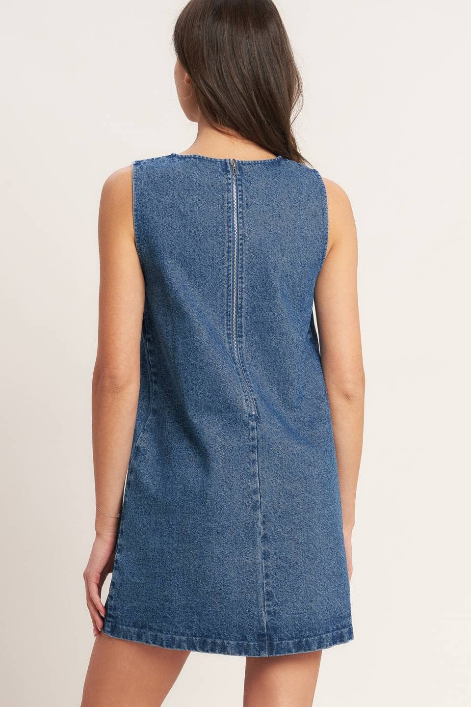 A washed denim mini shift dress - ID23451