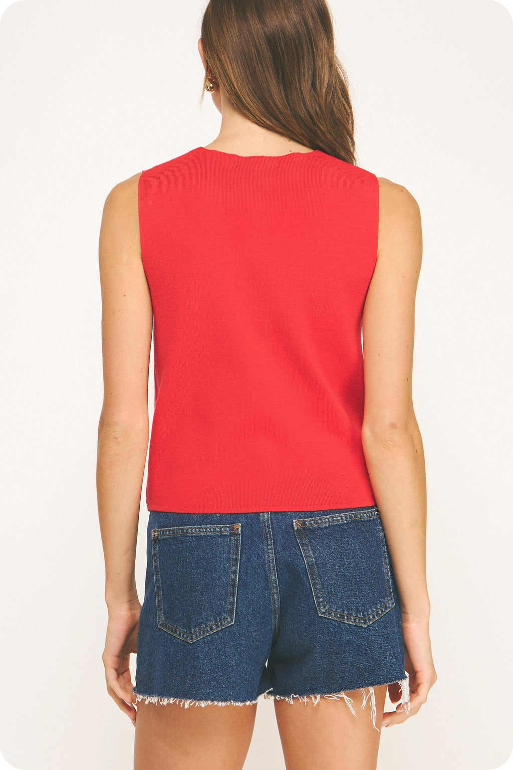 Embroidered Sleeveless Knitted Vest Top