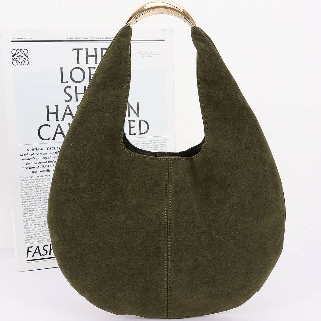 Faux Suede Leather Hobo Bag