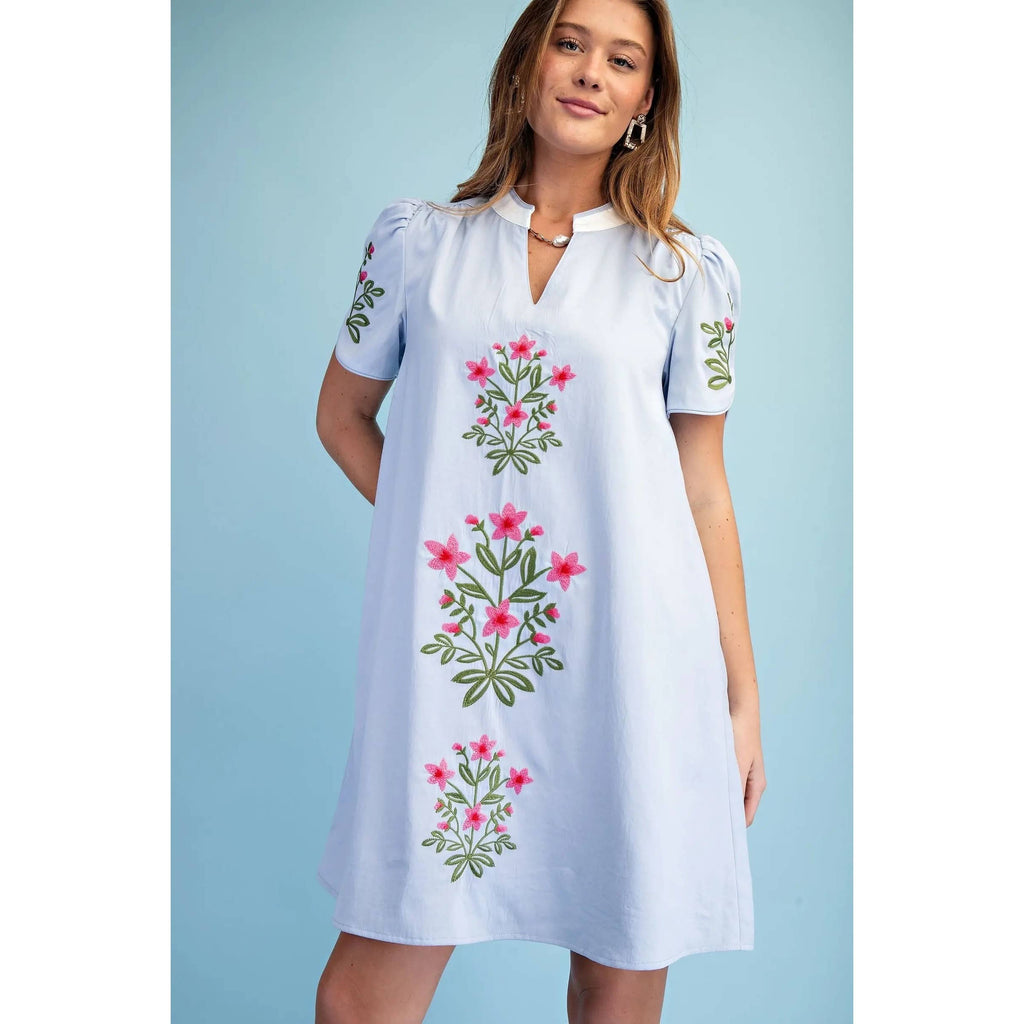 NEW Floral Embroidered V-Neck Dress